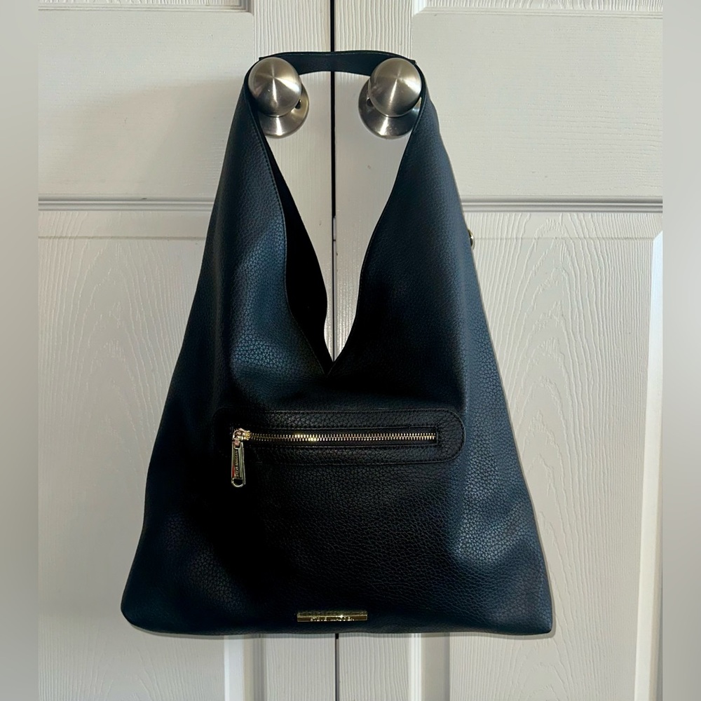 Steve Madden Black Faux Leather Shoulder Bag